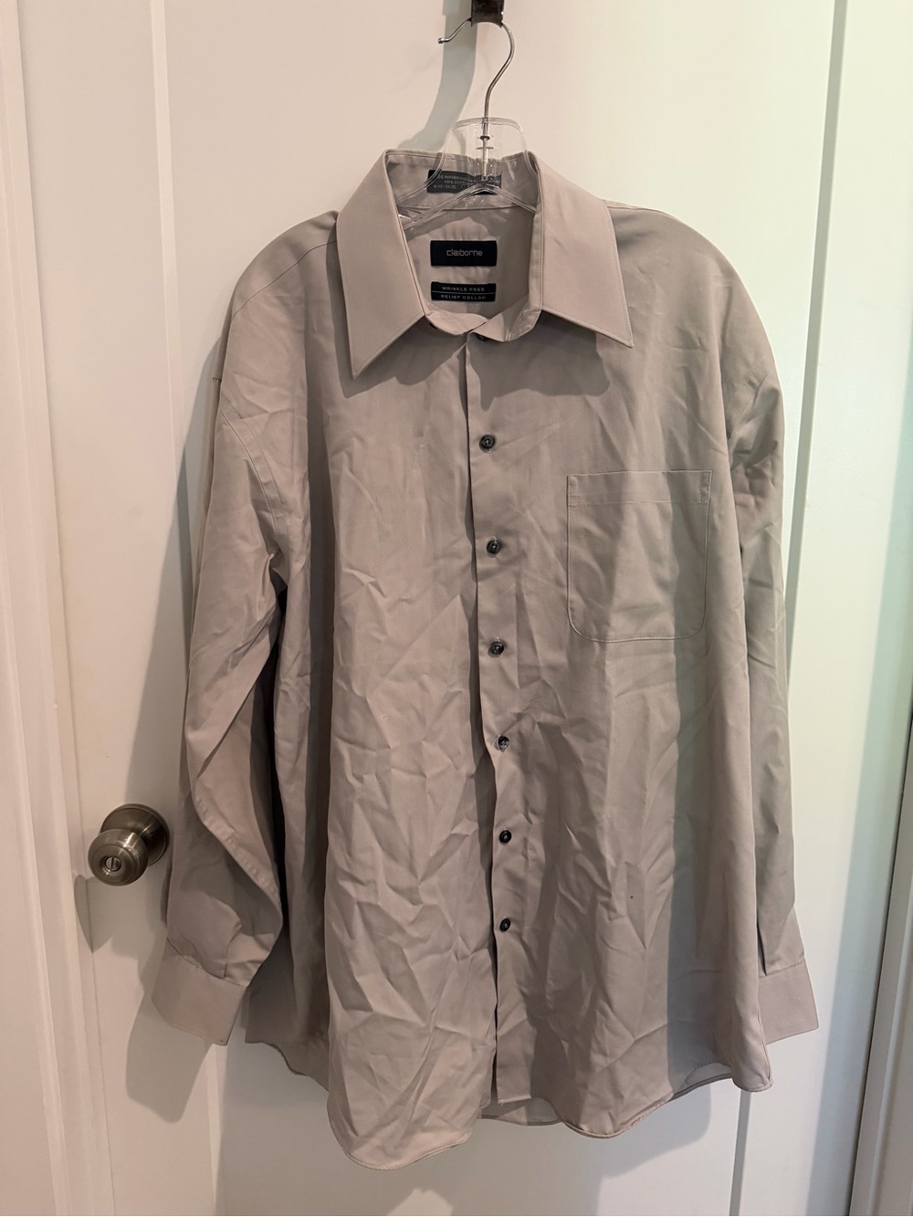Claiborne Men's Button-Down Shirt in Light Taupe